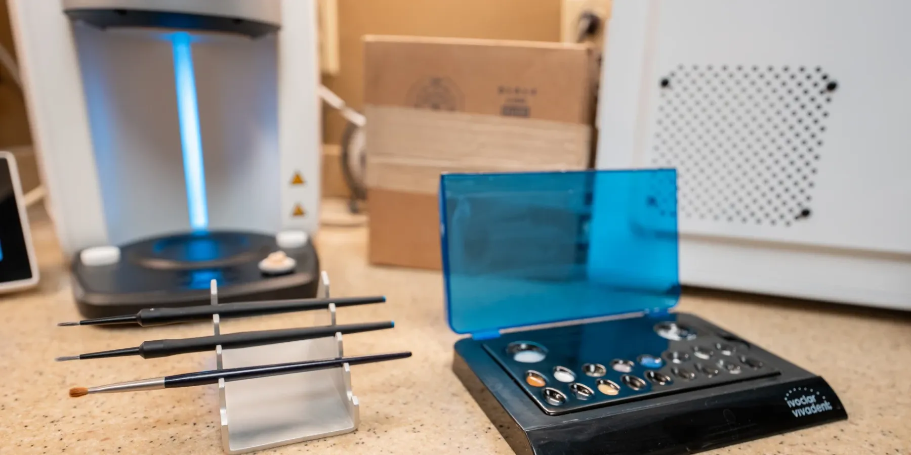 Sterilization bench with instrument trays at Redwood | Complete Smiles-Cottonwood Heights-Mountain View-Redwood-Utah